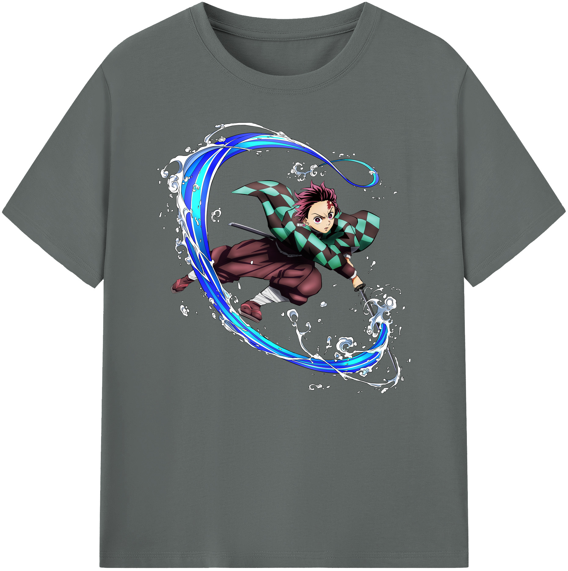 （画像用） 鬼滅の刃 竈門 炭治郎／かまど たんじろう Kamado Tanjirou 綿100％ メンズ半袖Tシャツ｜肌触りやわらか＆通気性